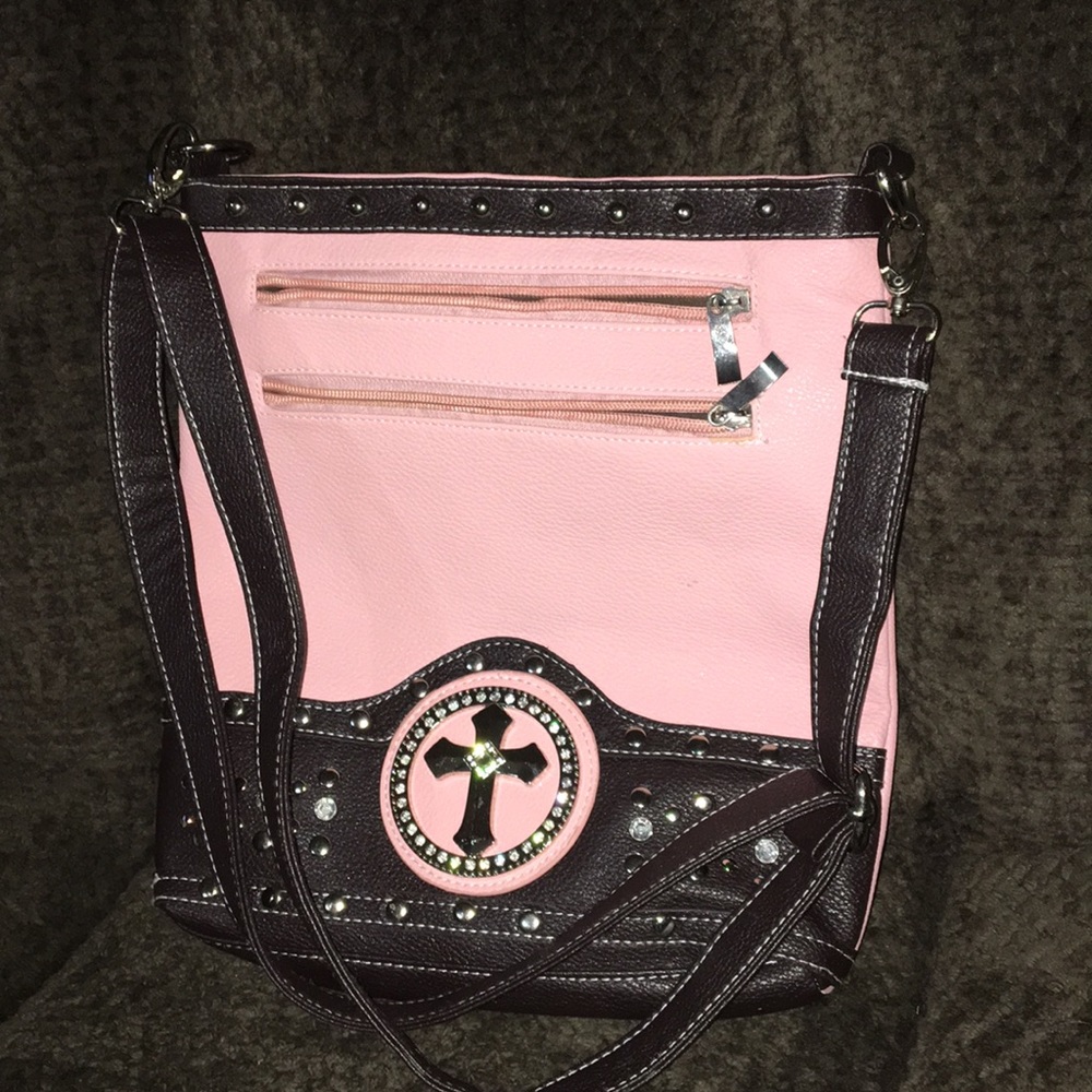 Pink purse with cross gem - Picture 1 of 3